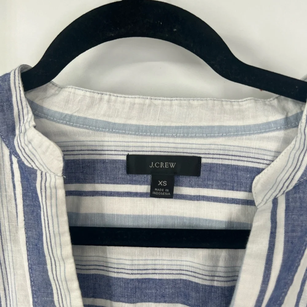 J. Crew Cotton-Linen V-Neck Tunic Top Striped